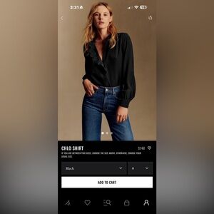 Sezane Chlo Shirt Black - Size 8